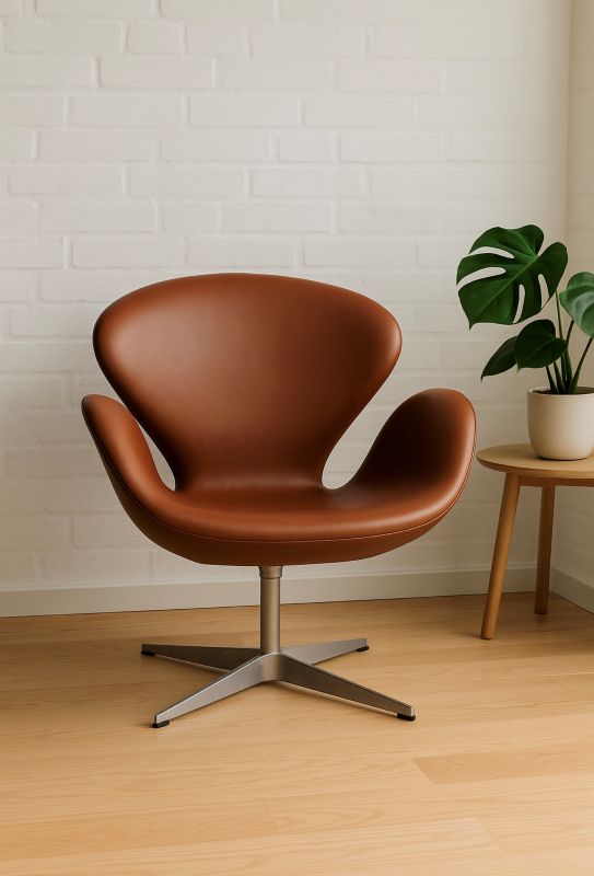 Svanen Arne Jacobsen Model 3320 Cognac farvet Dansk Design