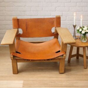 Børge Mogensen 2226 den spanske stol i egetræ og kernelæder. 50 år gammel, meget velholdt.