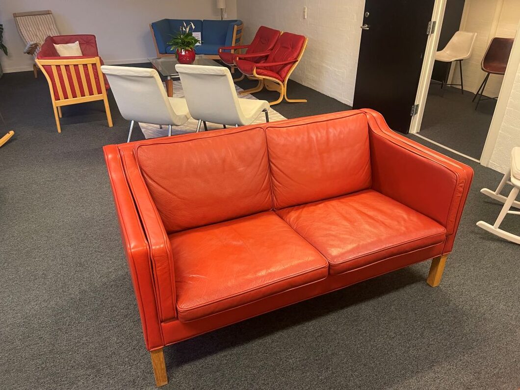 Skipper sofaer 2 stk. i blødt bøffellæder i cognac / rødbrun farve - Billede 4